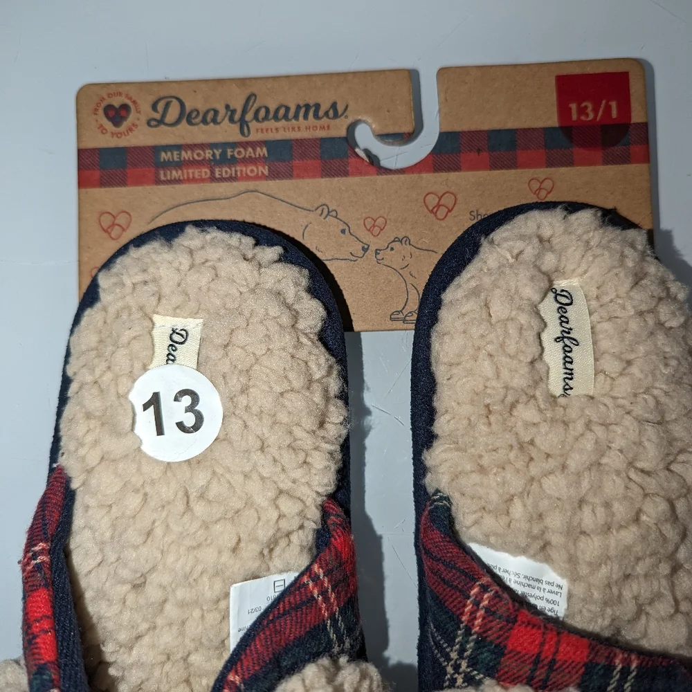~ dearfoams lil bear boys slippers 13-1 NEW